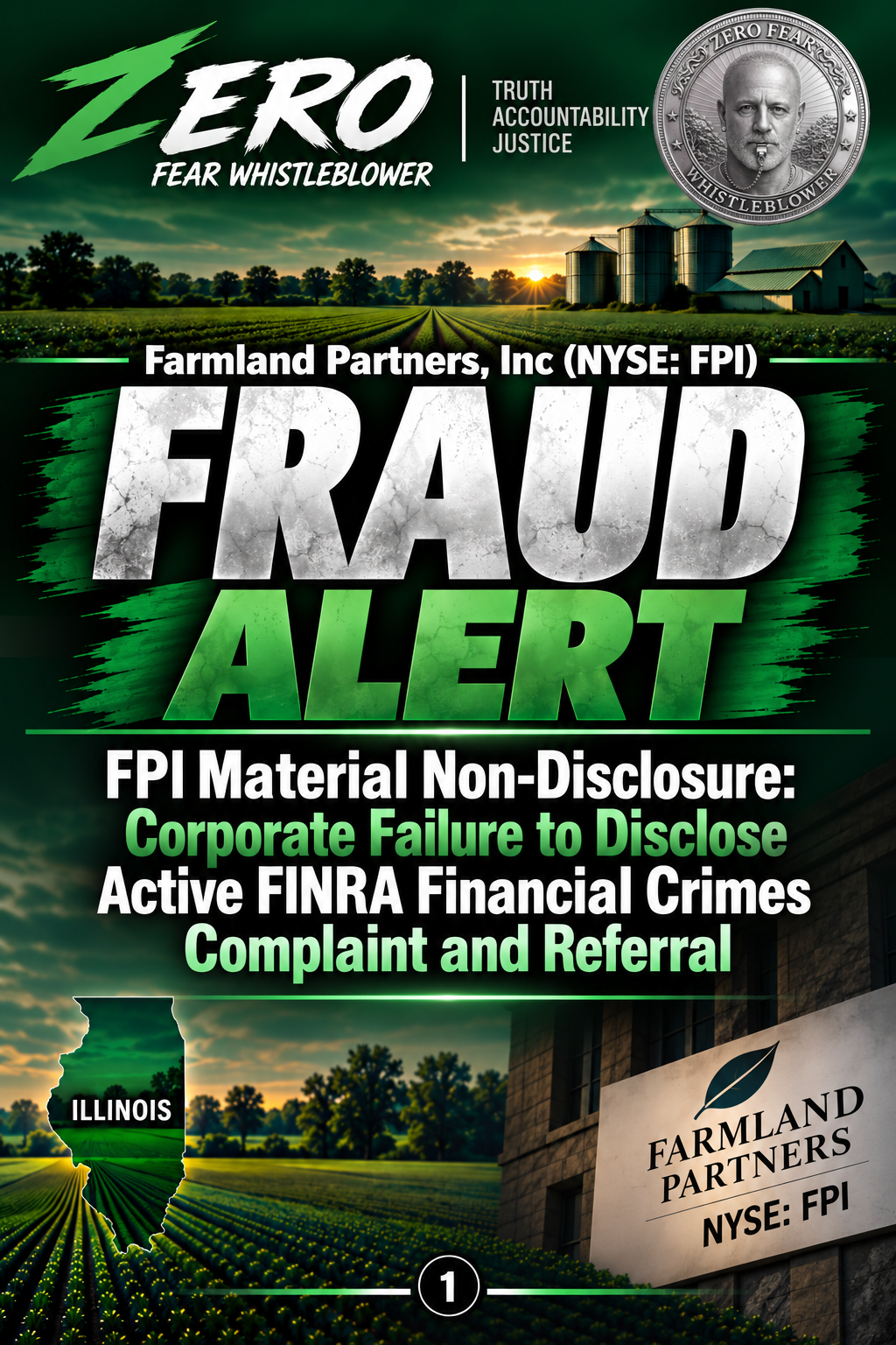 Fraud Alert 1: FPI’s largest land contributor reclaims 23 Illinois farms sold in 2016 and returns $31 million in LP interests as complaints and investigations rise.